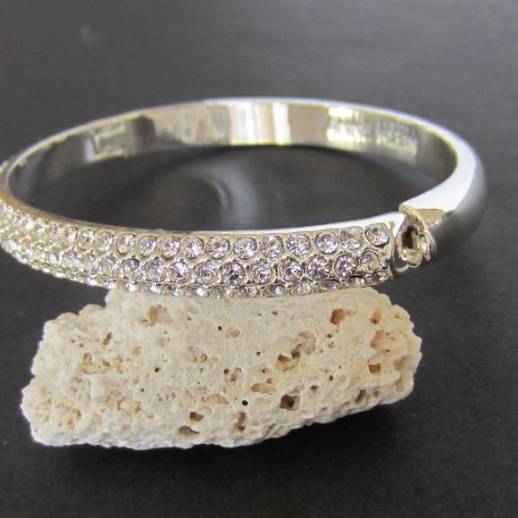 Anne Klein Silver Tone Pave Set Crystal Bangle - Picture 4 of 9